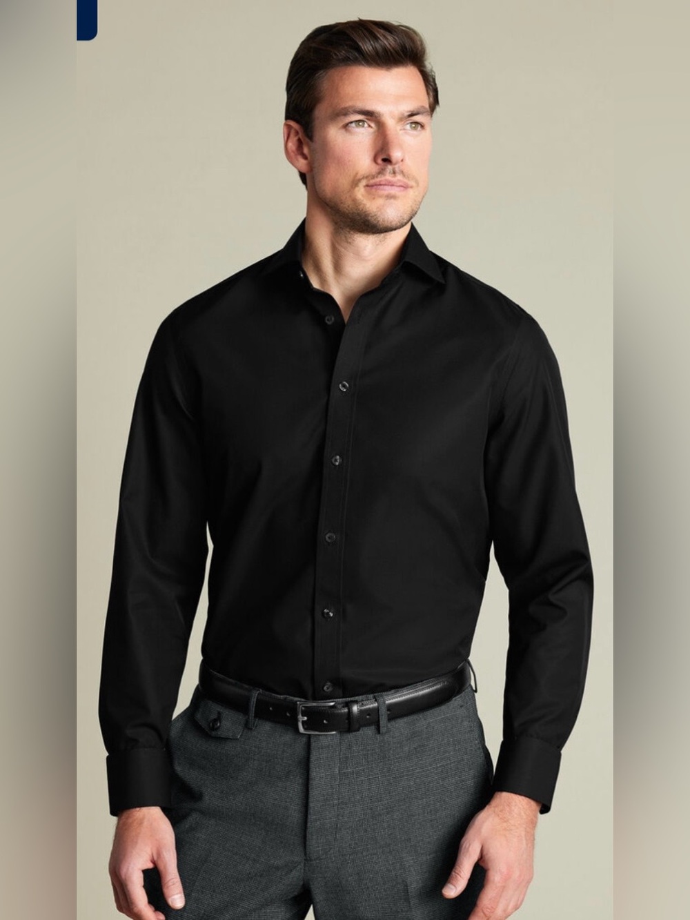 Charles Tyrwhitt Classic Collar Non-Iron Stretch Poplin Shirt - Black